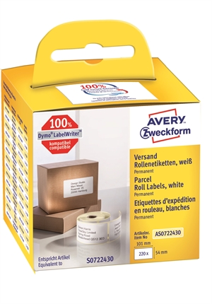 Avery verzendetiket op rol 101 x 54 mm, 220 stuks.